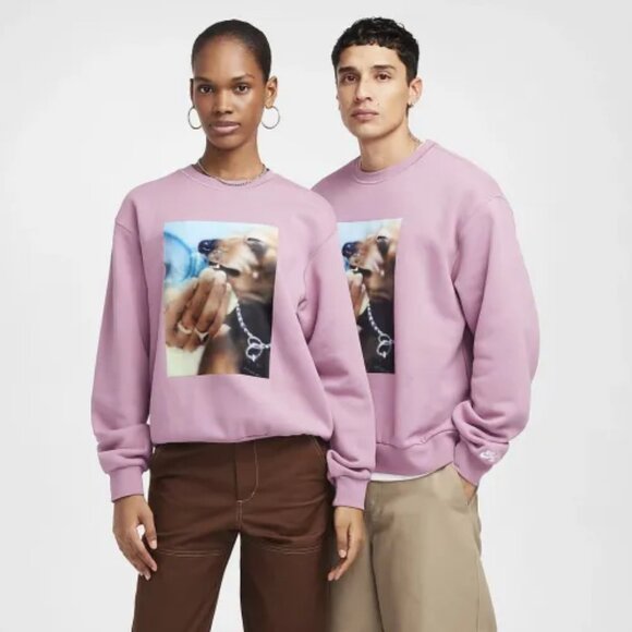 Nike SB Skate Fleece Crew Neck Plum Dust Graphic Print Dog Size Large New $85 - Picture 1 of 7